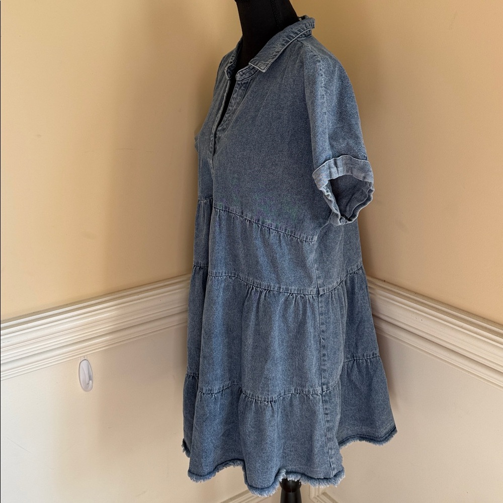 Umgee Blue Denim Tiered Midi Dress - Picture 7 of 10